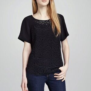 Rebecca Taylor Eyelet Silk Top